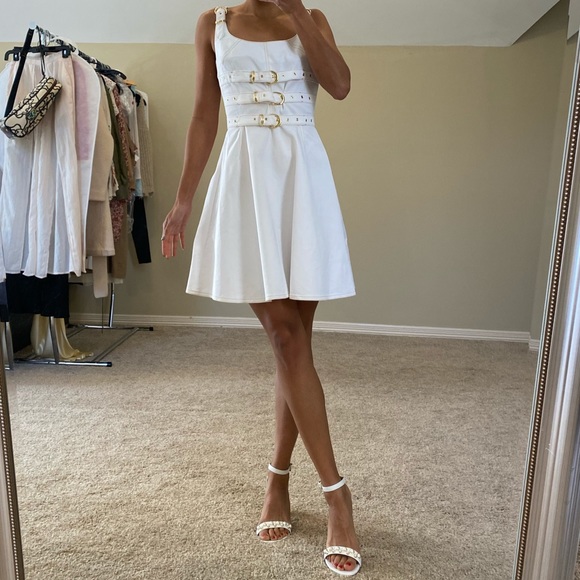 Versace Jeans Collection Dresses & Skirts - Versace Jeans White Denim Flare Dress Buckle XS